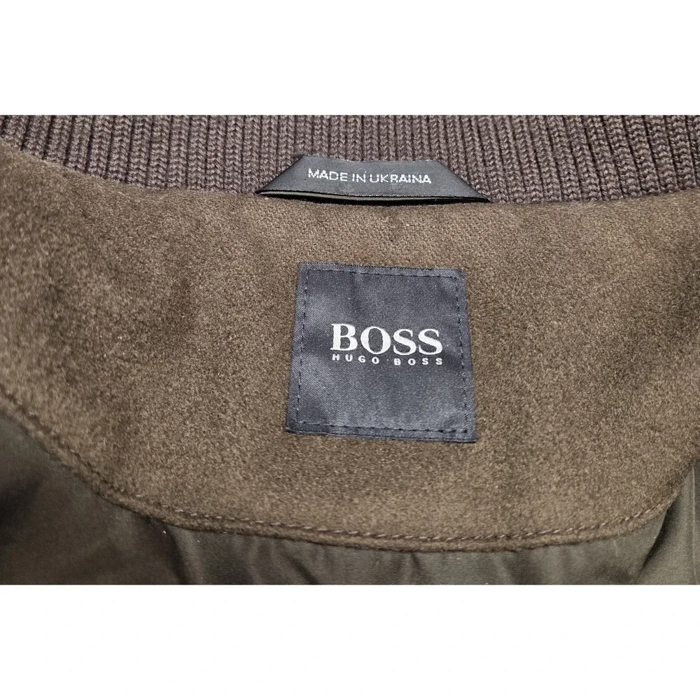 Hugo Boss Brown Wool Cashmere Blend Peacoat Overcoat Jacket Men's 42R Inner Zip